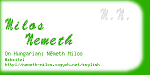 milos nemeth business card