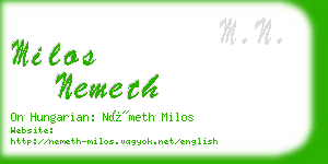 milos nemeth business card